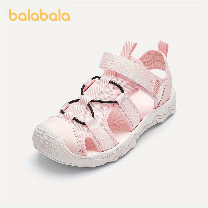 Kids' Summer Breathable Shoes with Adjustable Closure Hollow-Out Design Geometric Stripes Lightweight Outdoor Sandals for Boys and Girls