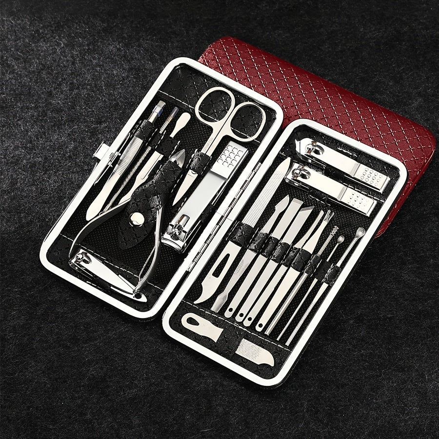 Stainless Steel Manicure Set with 19 Tools for Foot and Nail Care