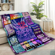 Kids Girl Birthday Blanket Soft Polyester Throw with Fun Messages and Patterns