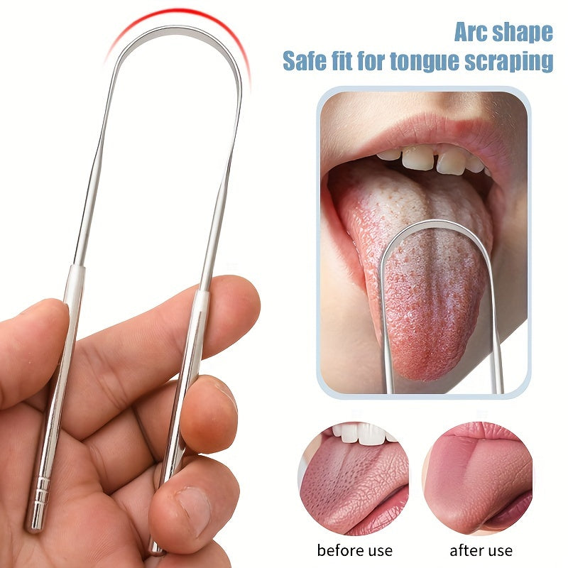 3Pcs Stainless Steel Tongue Scrapers, Dual-Sided Oral Care Tools