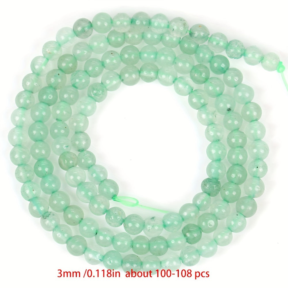 Cuentas separadoras de piedra natural de 3 mm para hacer joyería, amatista, cuarzo rosa, turquesa, ágata