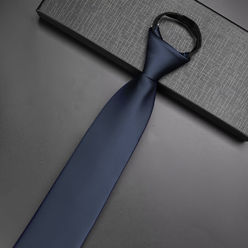 Corbata con cremallera azul marino y burdeos para hombres, ideal para eventos formales y bodas