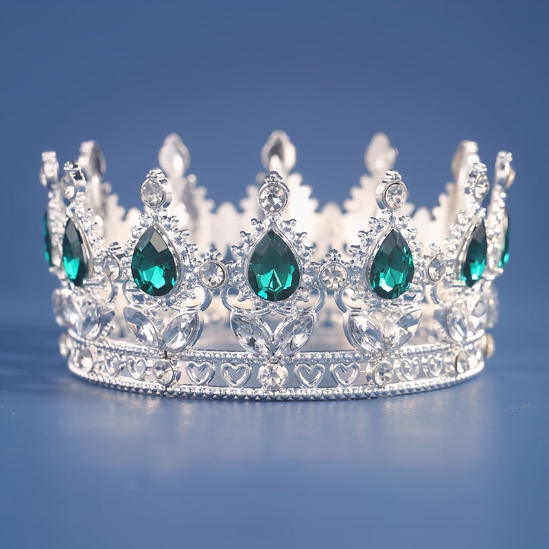 Gold and Silver Wedding Tiara with Crystal Rhinestones for Birthday or Cake Topper