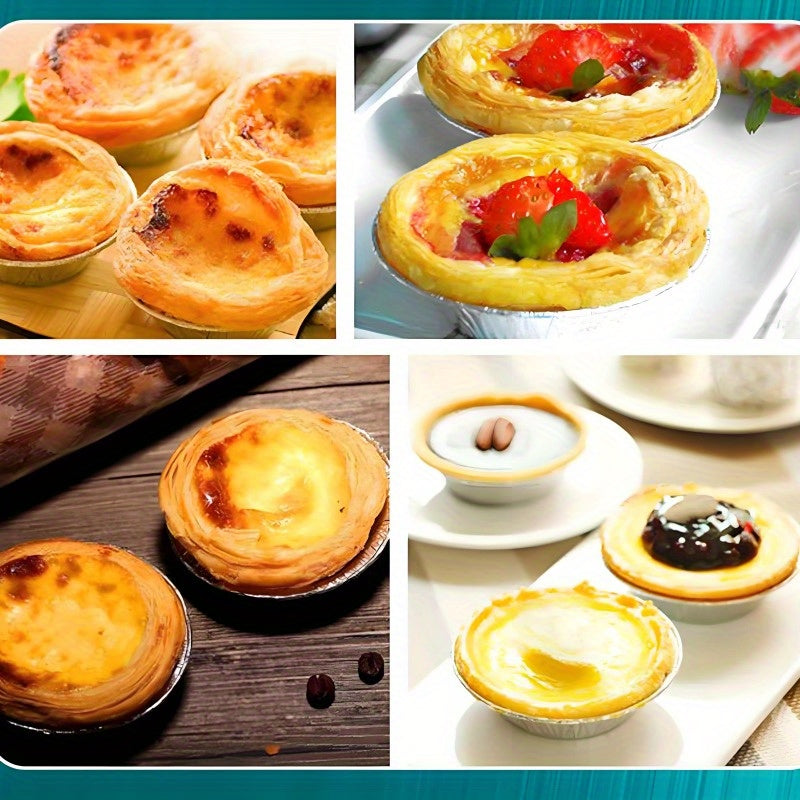 100/200 Pack Disposable Round Baking Foil Tins for Tarts and Pastries