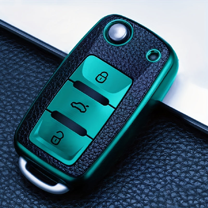 Car Key Case for VW Golf Passat Tiguan Polo Jetta B7 B8 Compact Leather