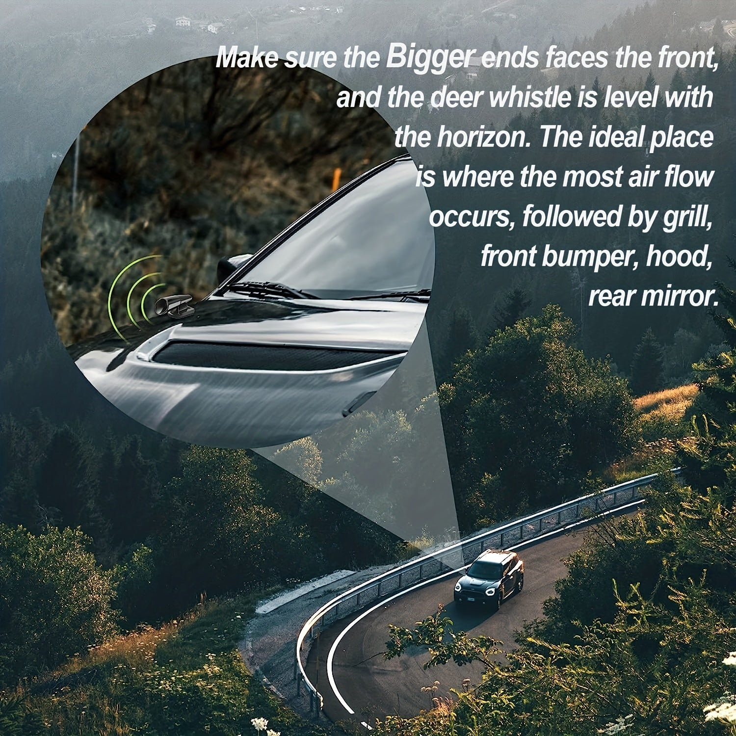 Car Deer Warning Whistle Device, Soundwave Technology, Durable ABS Resin, Pack of 2