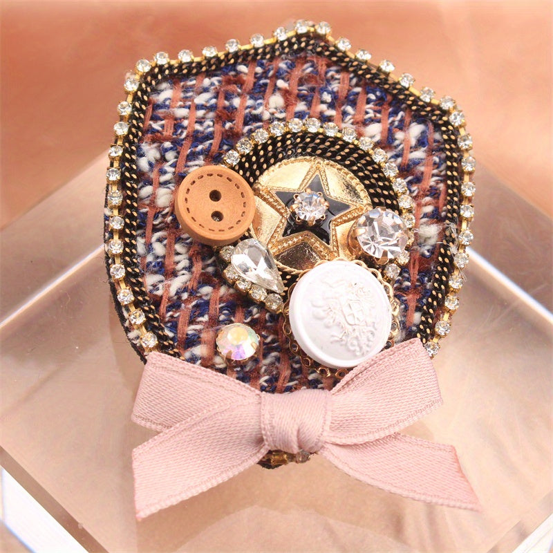 Elegant Rhinestone Brooch Bow Design Jewelry Accessory for Clothing Bags Hats