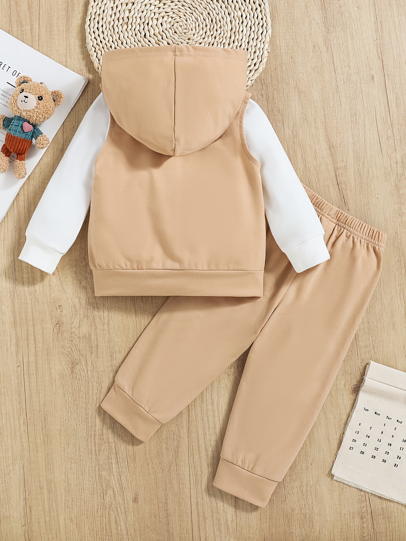 Boys Children's Embroidered Bear 3-Piece Knit Clothing Set for Spring Fall Outdoor