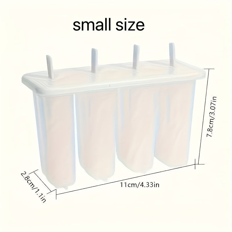Set of 4 Reusable Plastic Popsicle Molds with Lids for Homemade Frozen Treats