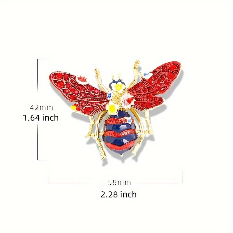 Ladies' Bee Rhinestone Brooch Pin with Colorful Flower and Insect Badge