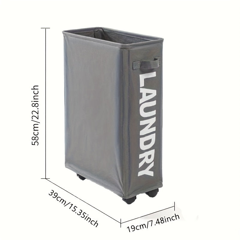 Qo‘l va g‘ildiraklar bilan yig‘iladigan kir yuvish savati 55.88cm, uy-joyni tartibga solish uchun