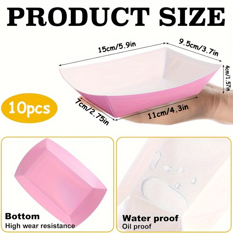 Paquete de 10 bandejas de papel para alimentos, barcos desechables de servicio de bocadillos de Kraft