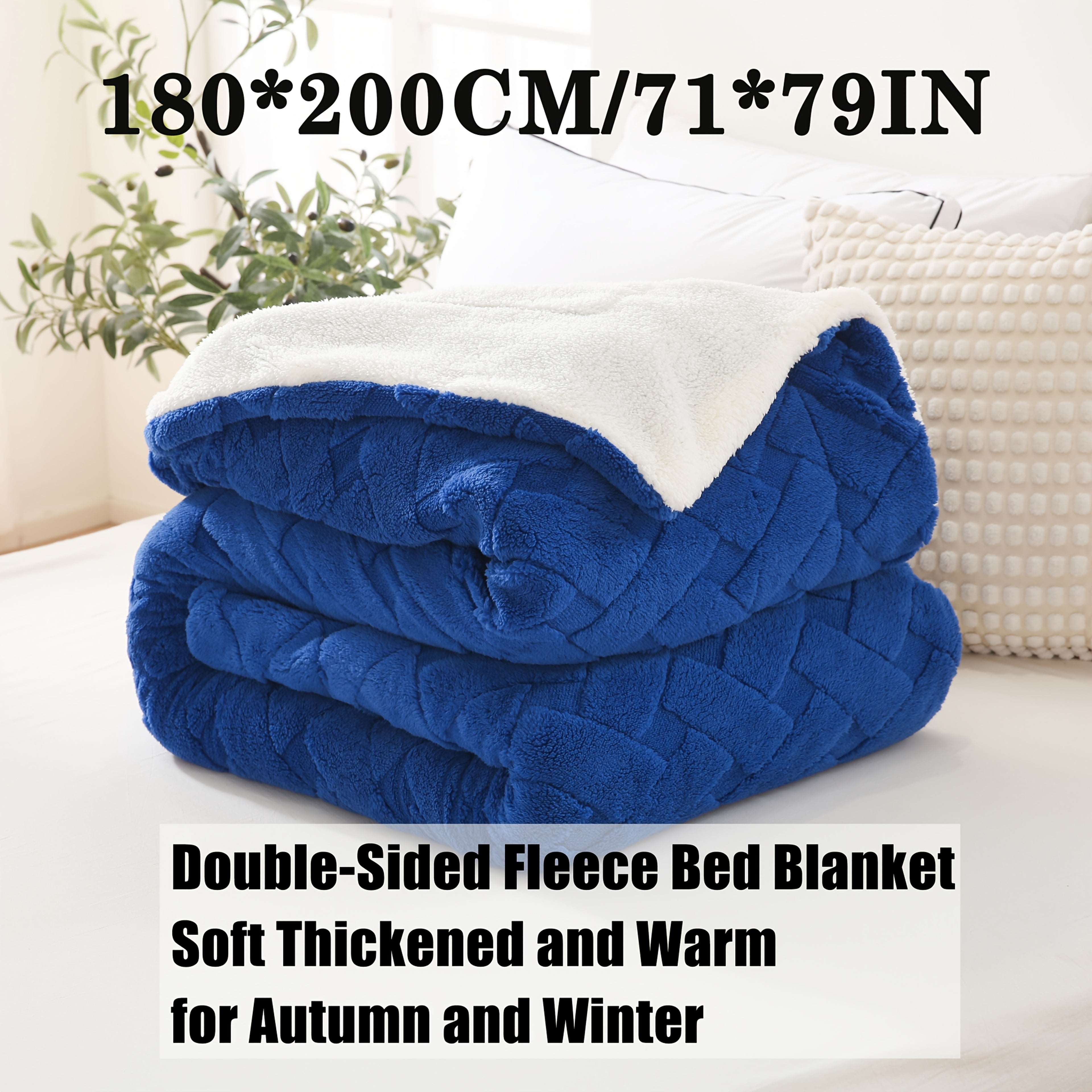 Sherpa Argyle Christmas Blanket Soft Warm Cozy Double-Layer for Bedroom Sofa Office