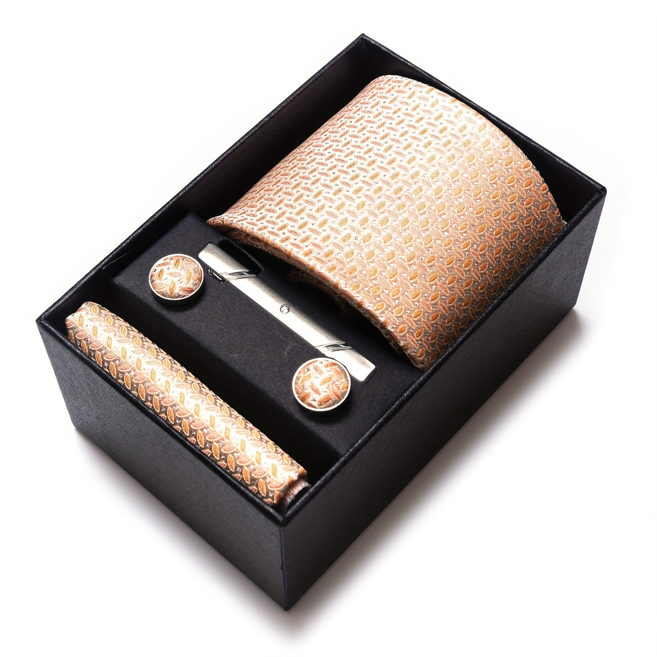 Men's Gift Set Tie Pocket Square Cufflinks Tie Clip Holiday Wedding