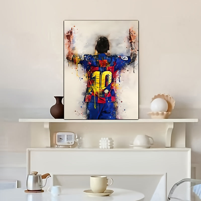 Vibrant Football Star Canvas Poster Modern Home Decor Sports Enthusiasts Portrait Artwork