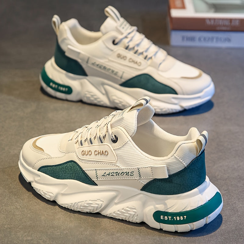 Men's Casual Chunky Sneakers with Soft Foam Sole Non-Slip Lace-Up Outdoor Shoes