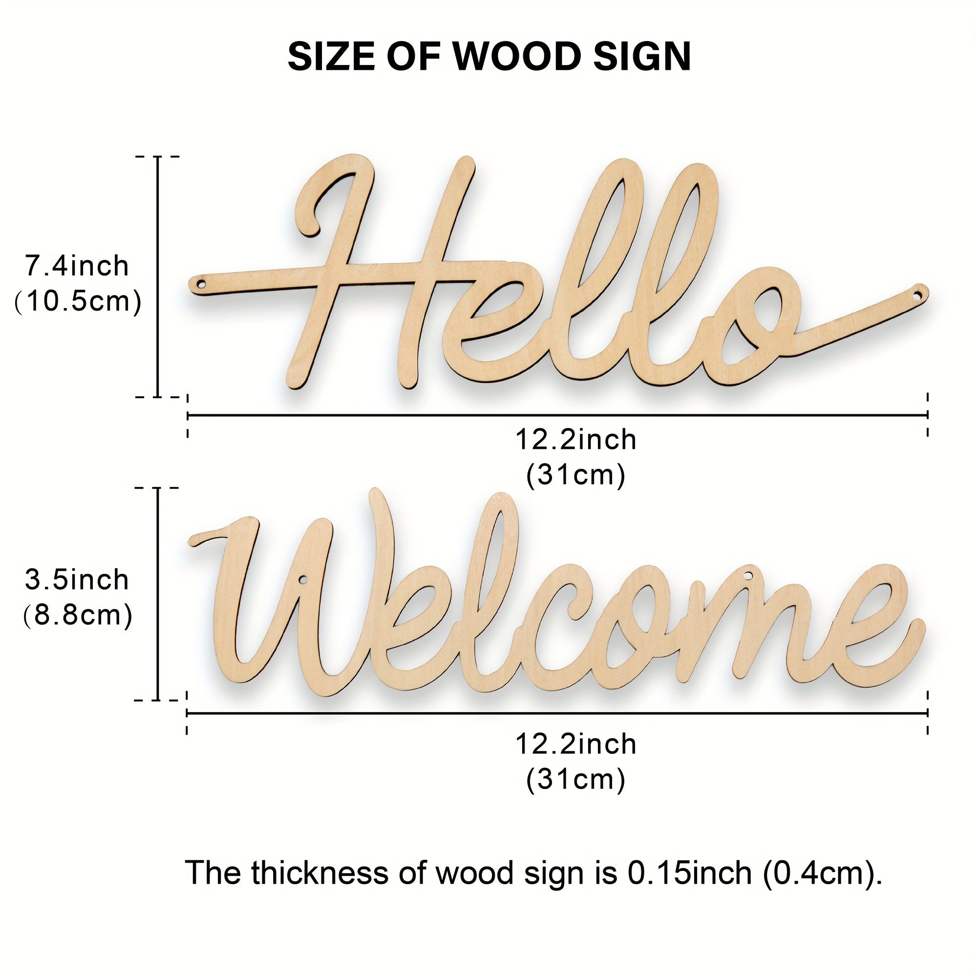 Yog'ochdan yasalgan Welcome Sign Cutout uchun gulchambarlar, eshiklar, devorlar, rustik uy dekoratsiyasi, sovg'a