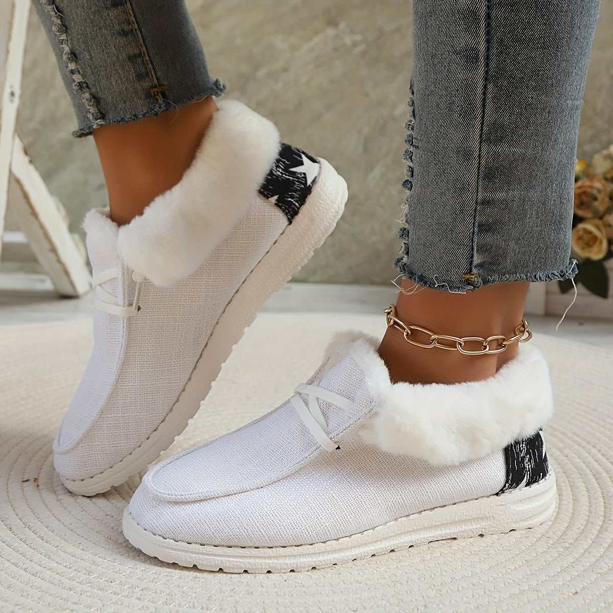 Women's Canvas Shoes Warm Winter Boots Ski Boots