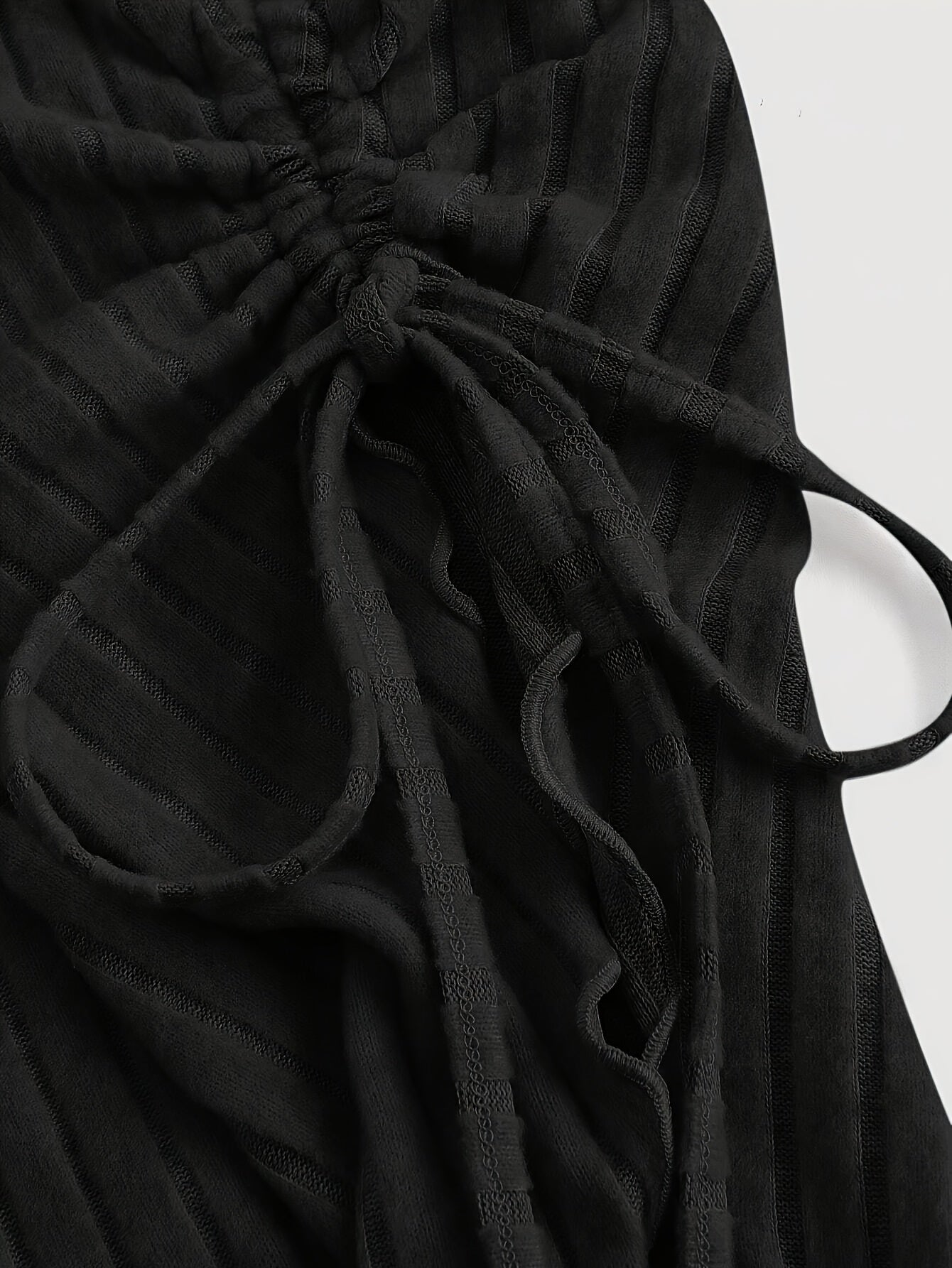 Conjunto de verano para mujer, falda y top con volantes y hombros descubiertos de poliéster negro