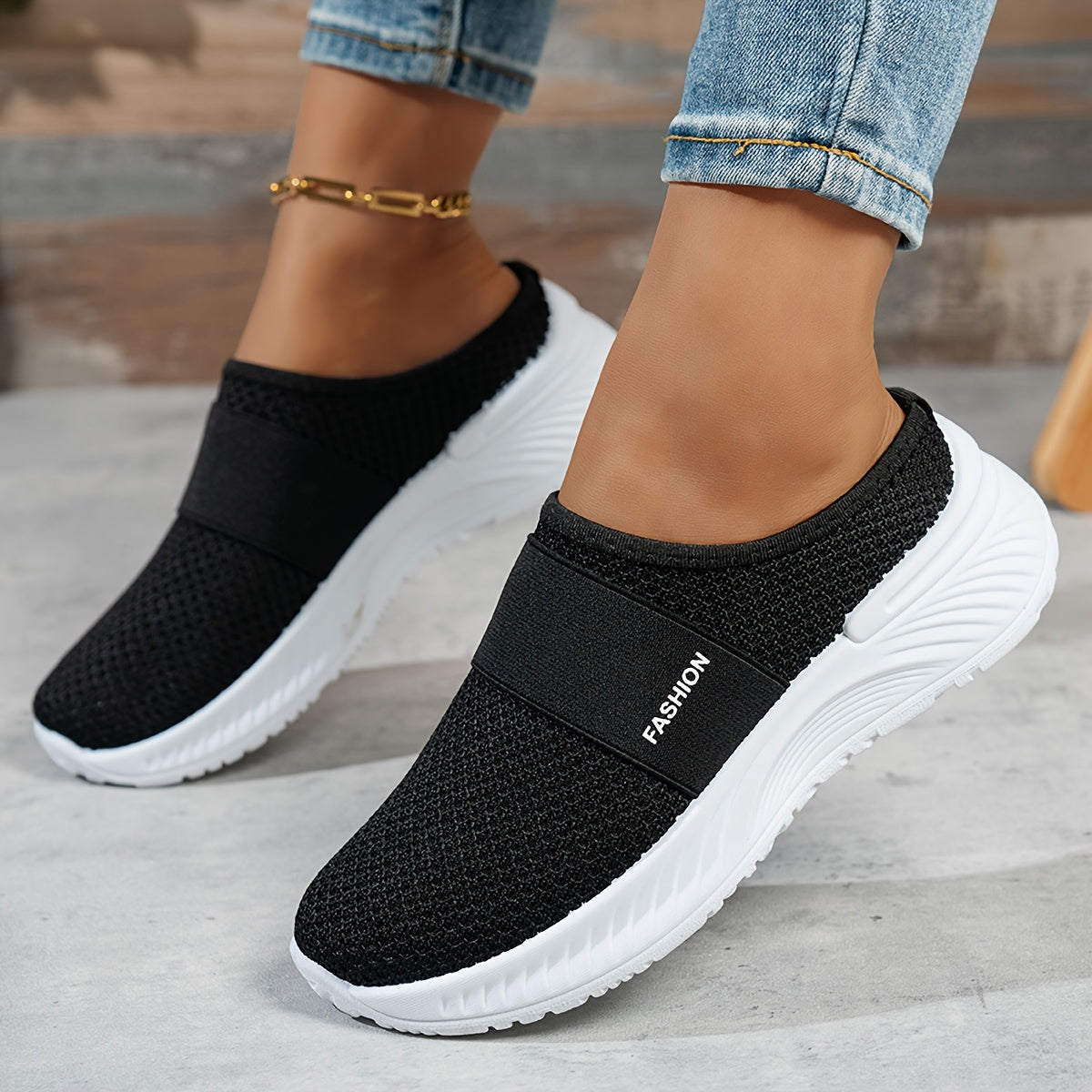 Women's Summer Slip-On Sneakers Breathable Mesh Low-Top Casual Shoes