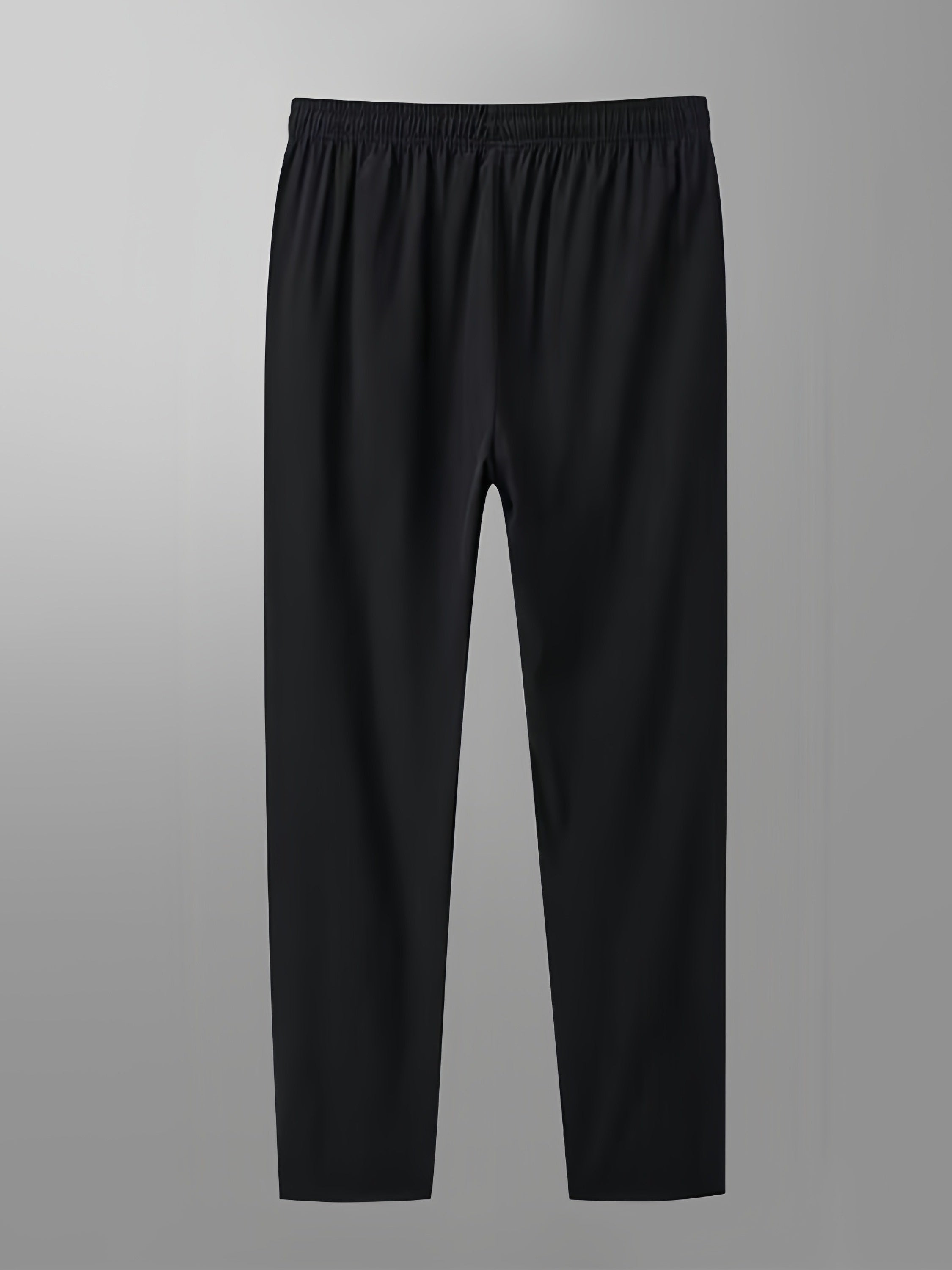 Men's Casual Solid Polyester Pants with Zipper Pockets Drawstring Barrel Trousers for Outdoor Activities