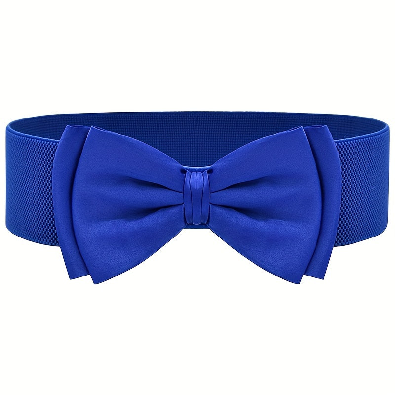 Women's Dress Coat Girdle with Candy-Colored Bowknot Wide Belt and Elastic Waistband