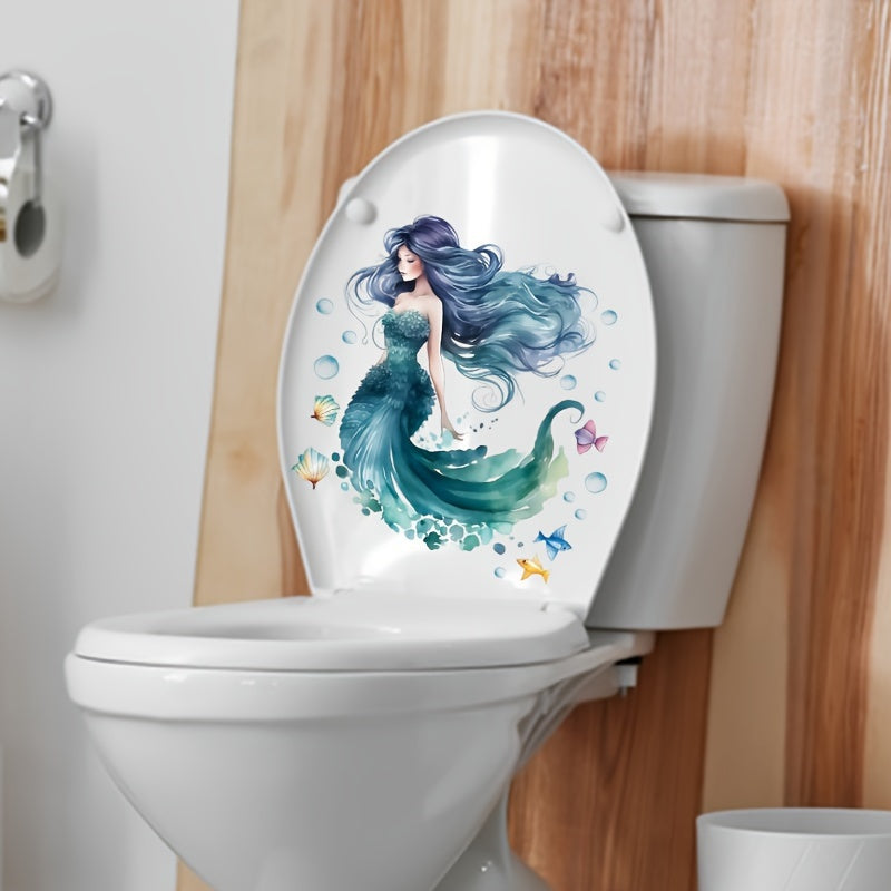 Toilet Seat Sticker Shell Sleeping Beauty Sea Theme Decorative Decal