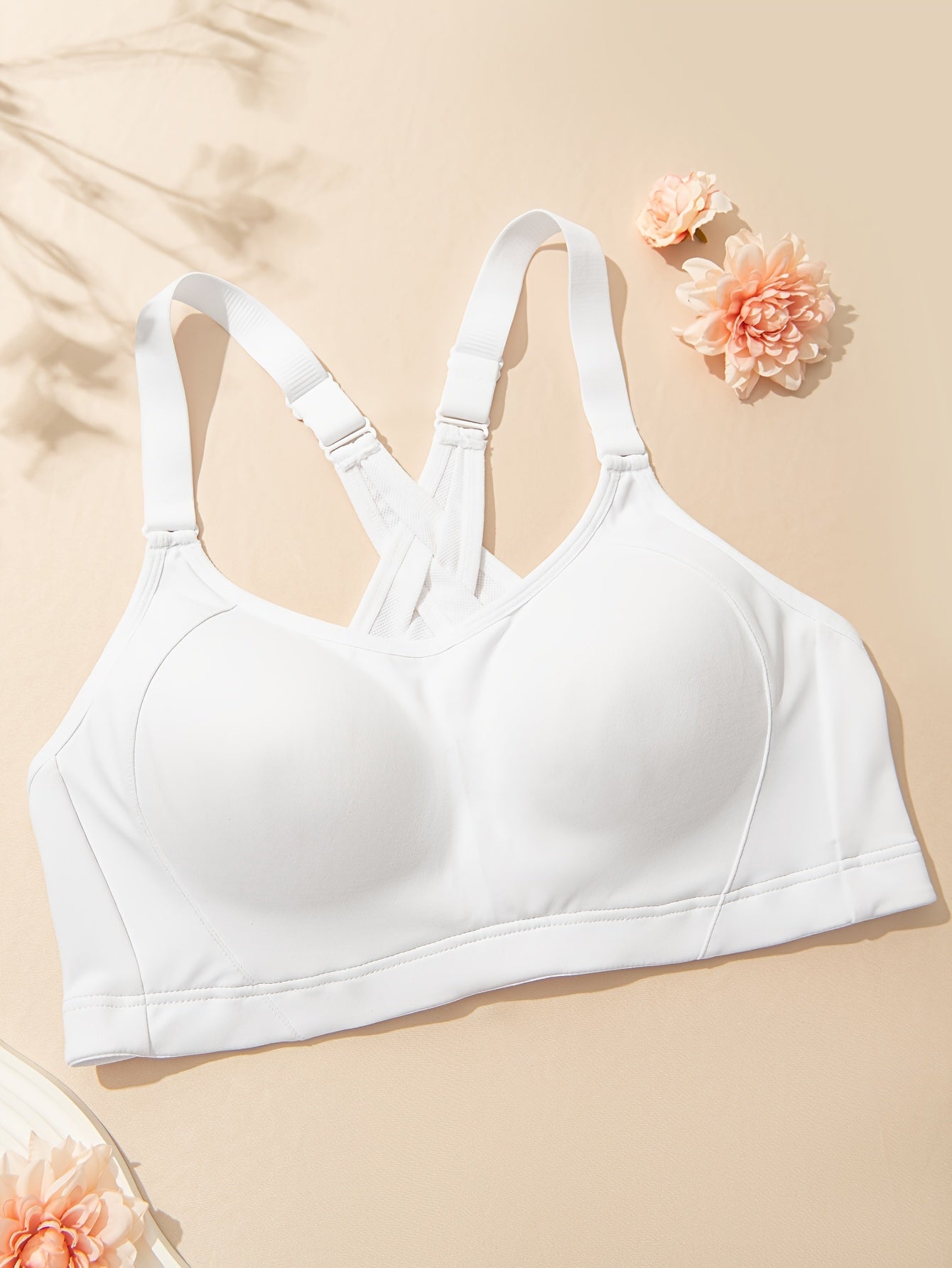 Women's Plus Size High Support Sports Bra Adjustable Cross-Back Breathable Running Fitness
