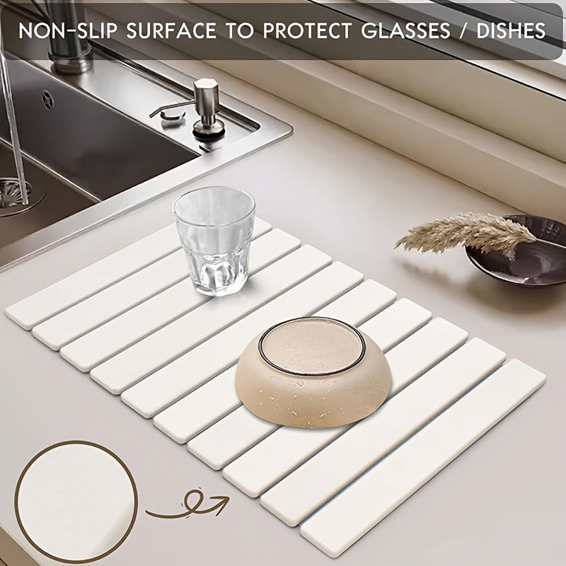 Diatomaceous Earth Dish Drying Mat 60x40cm Absorbent Non-Slip Kitchen Bathroom