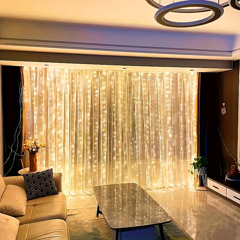 Luces de cortina de hadas con control remoto, alimentadas por USB, LED blanco cálido para decoración de interiores en dormitorios, bodas y fiestas