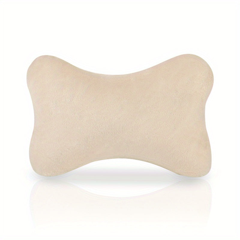 Black Plush Car Headrest and Lumbar Support Pillow for Travel and Vehicles