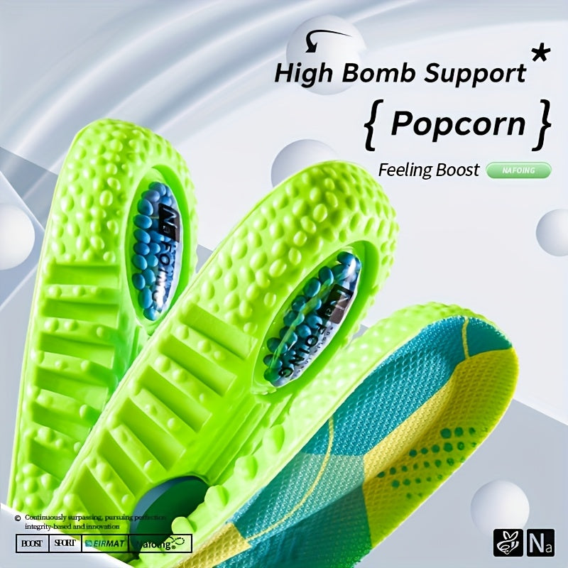 Unisex EVA Sports Insoles 4 Pack Breathable Shock-Absorbing Green