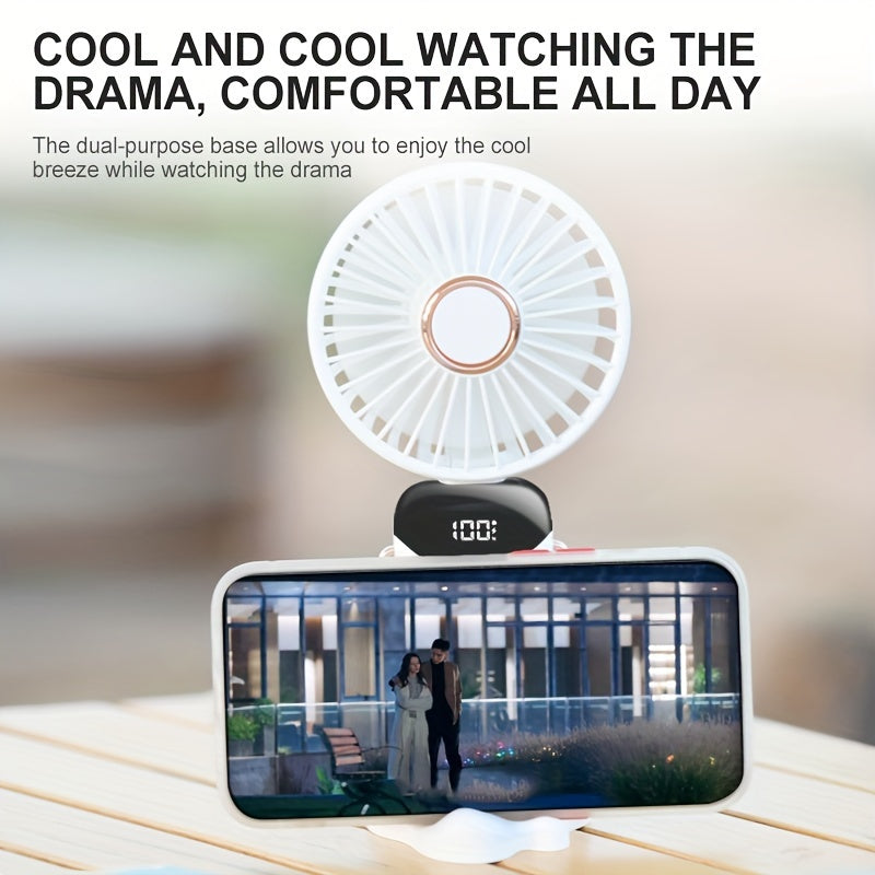 Portable Handheld Fan with USB Charging, Foldable Design, Long Battery