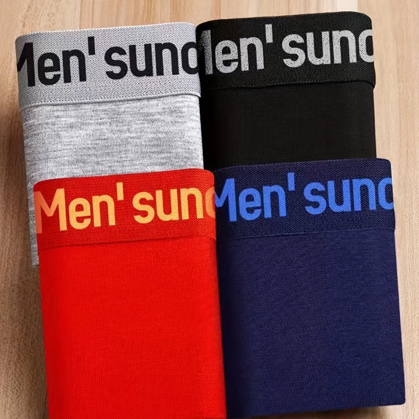 4-Pack Men's Cotton Underwear Shorts Breathable Elastic Waistband Casual Shortie