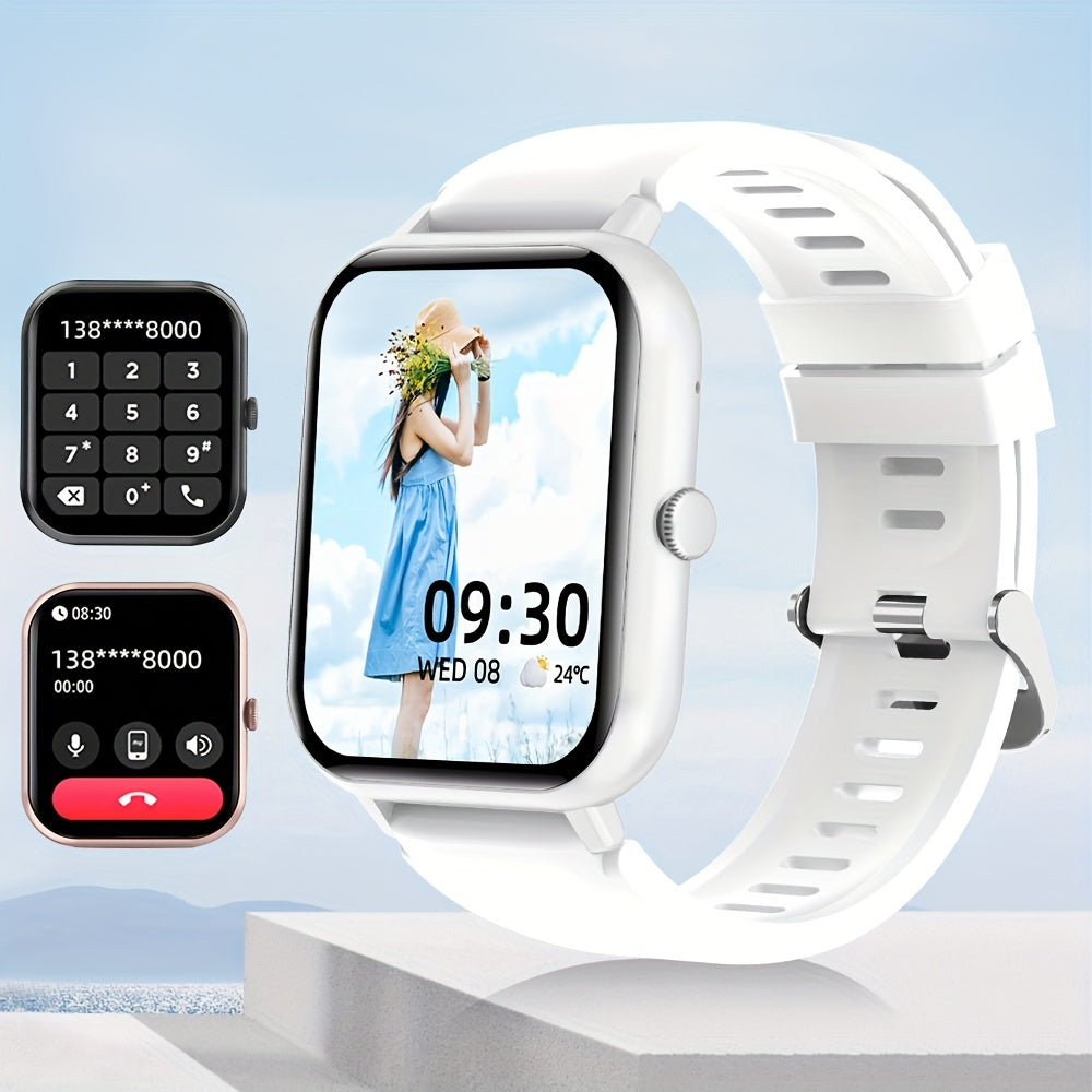 Часы LifeBee Smartwatch для мужчин и женщин - 4,65 см полный сенсорный экран, функция звонка, более 100 режимов упражнений, шагомер, отслеживание расстояния и калорий, USB зарядка, красный, фитнес и мультиспорт