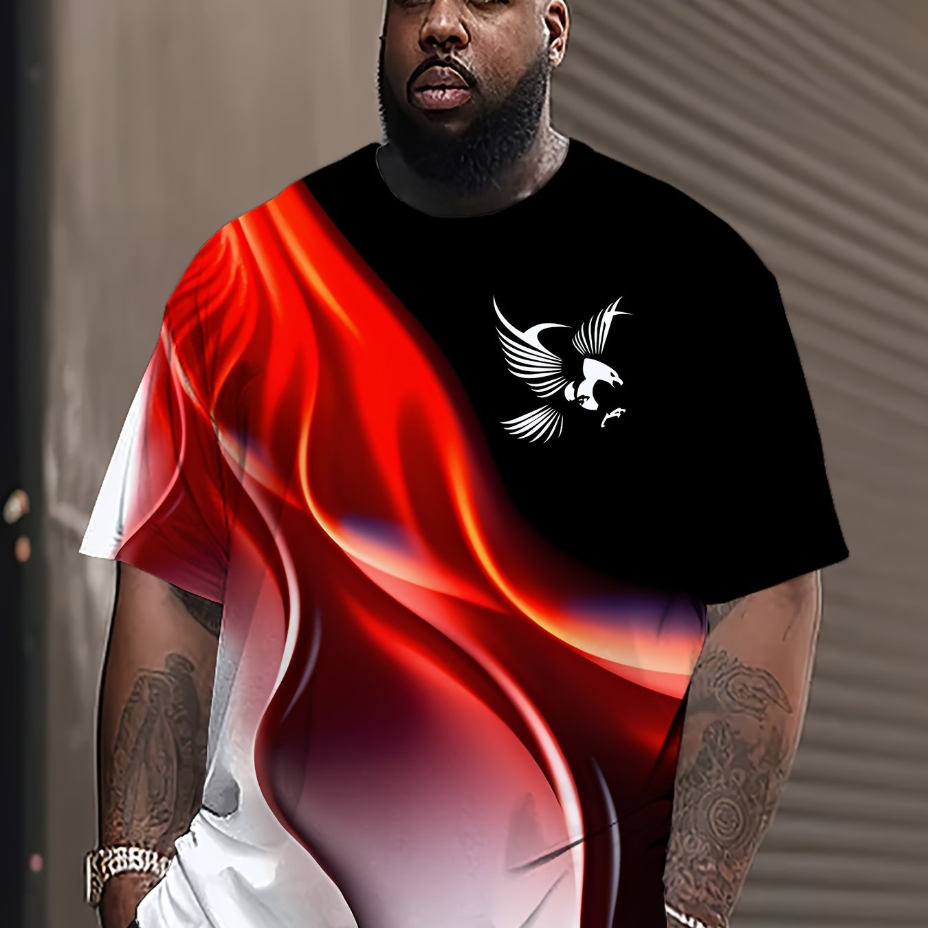 Мужская футболка с коротким рукавом, градиентный 3D-принт, полиэстер спандекс, увеличенный размер, повседневная спортивная