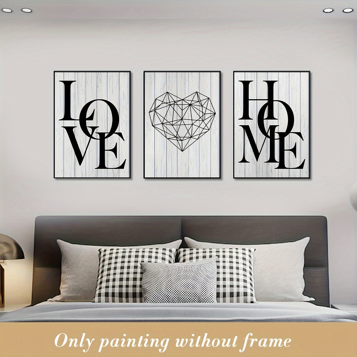 Scandinavian Black and White Canvas Wall Art Set Geometric Heart Modern Living Room Decor