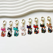 Cat-Shaped Keychains Set, Zinc Alloy, Cartoon Animal Pendants for Bags and Keys