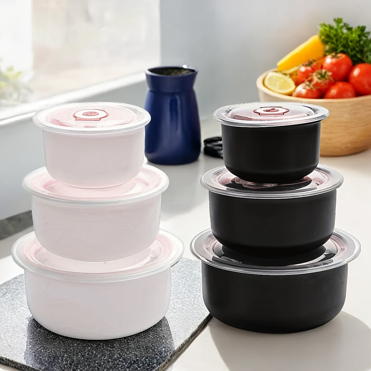 Set of 3 Airtight Food Storage Containers in Various Sizes for Freshness