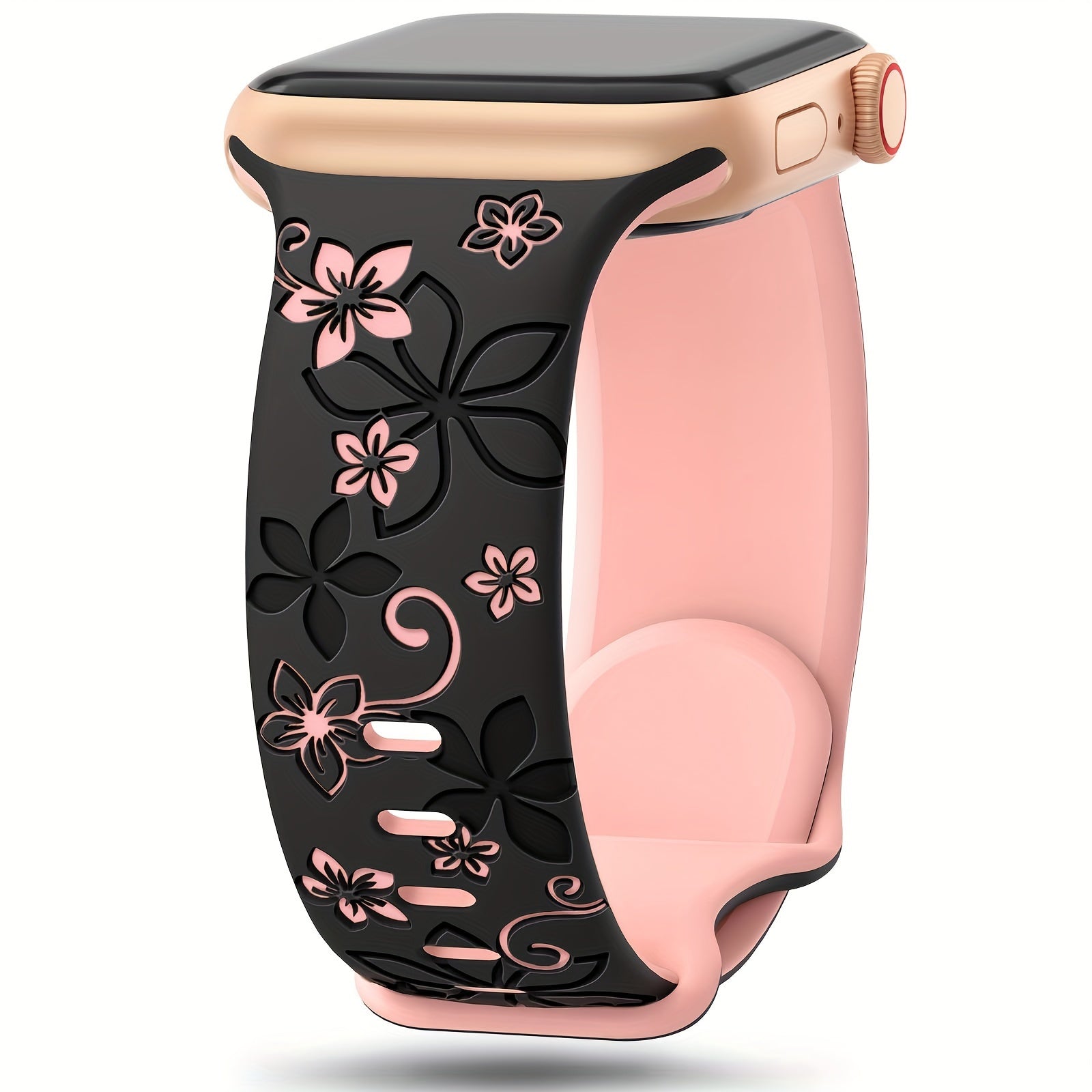 Women's Floral Silicone Watch Band for Apple Watch Series SE 9 8 7 6 5 4 3 2 1