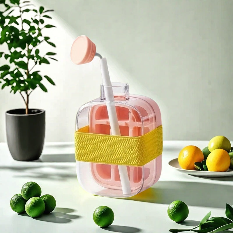 No-Contact Ice Press Machine with Straw Portable Commercial-Grade Ice Maker