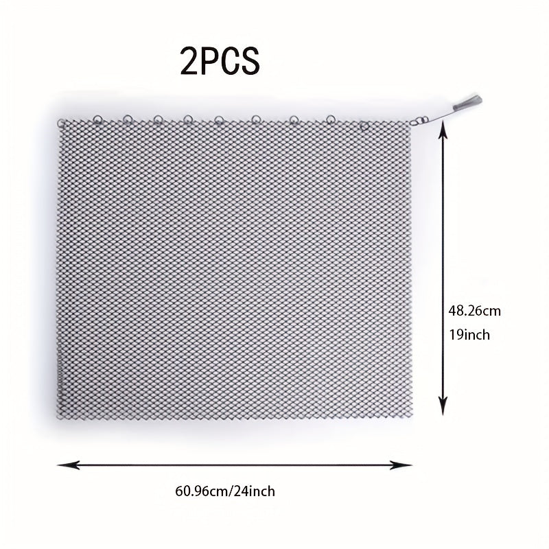 2-Piece Fireplace Mesh Screen Curtains Black 55.88cm x 60.96cm Spark Guard Safety Net