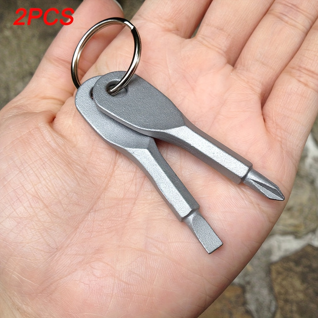 Мини-набор отверток в кармане с стальными крестовыми и плоскими головками, портативный инструмент для ремонта на ключе, для кемпинга на открытом воздухе, EDC