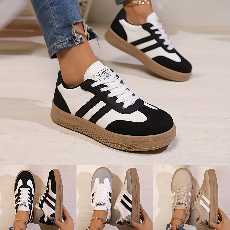 Women's Casual Sneakers Lightweight Lace-Up Shoes Anti-Slip PVC Sole