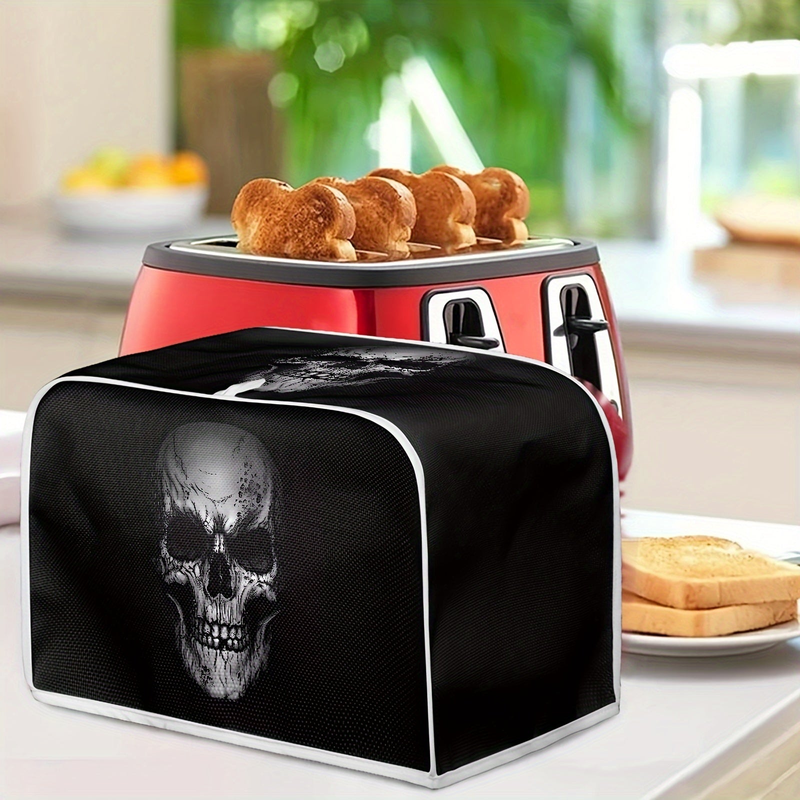 Skull Print Polyester Toaster Cover Dust Cover for Appliances Gift for Women