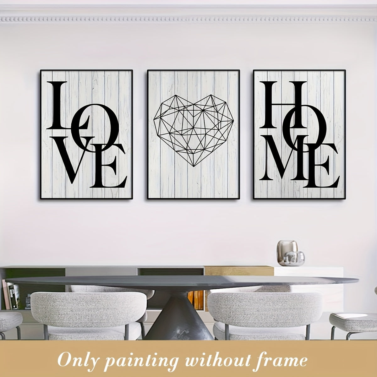 Scandinavian Black and White Canvas Wall Art Set Geometric Heart Modern Living Room Decor