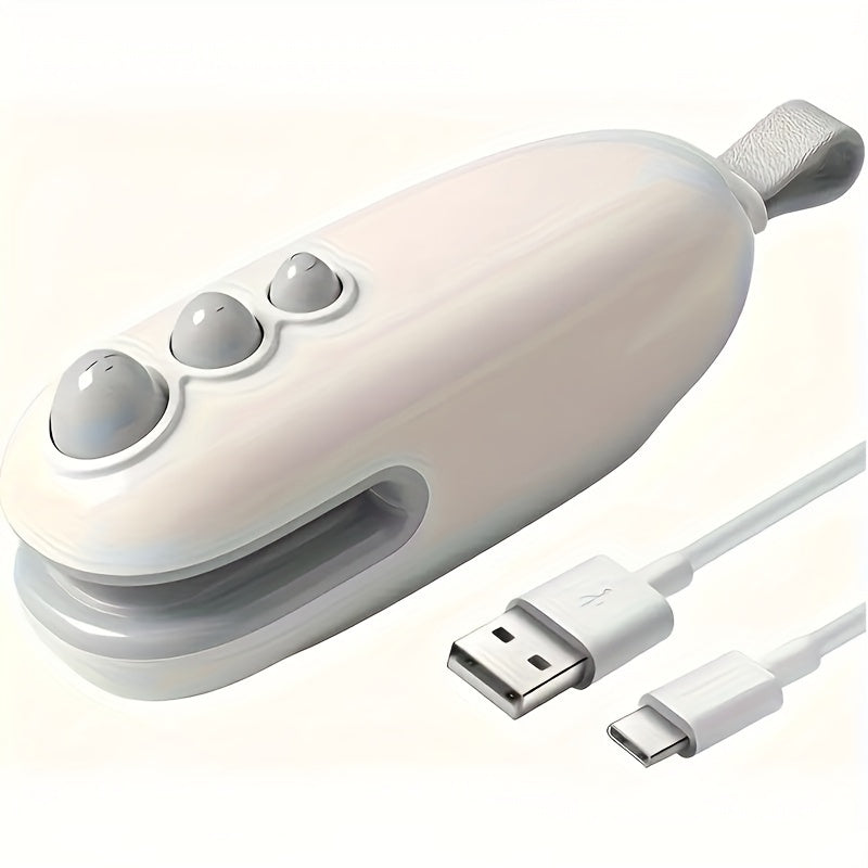 Kichkina sumka yopish va kesish moslamasi, portativ, USB qayta tiklanadigan, oziq-ovqatni saqlash uchun, oq