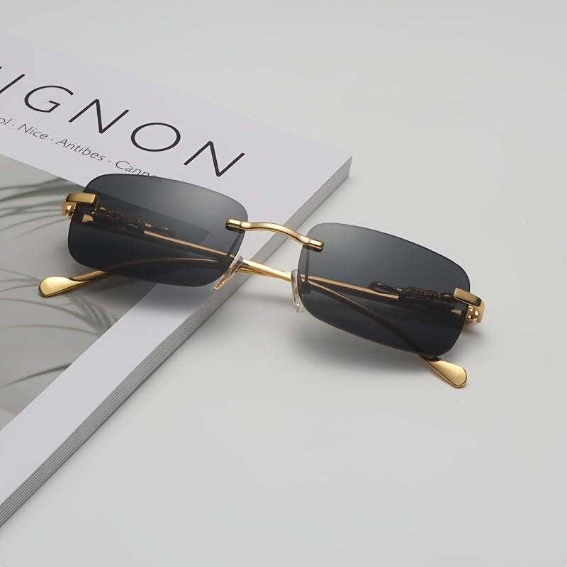 Yoshlar uchun Rimless metall kvadrat ko‘zoynaklar yozgi sayohat va haydash uchun