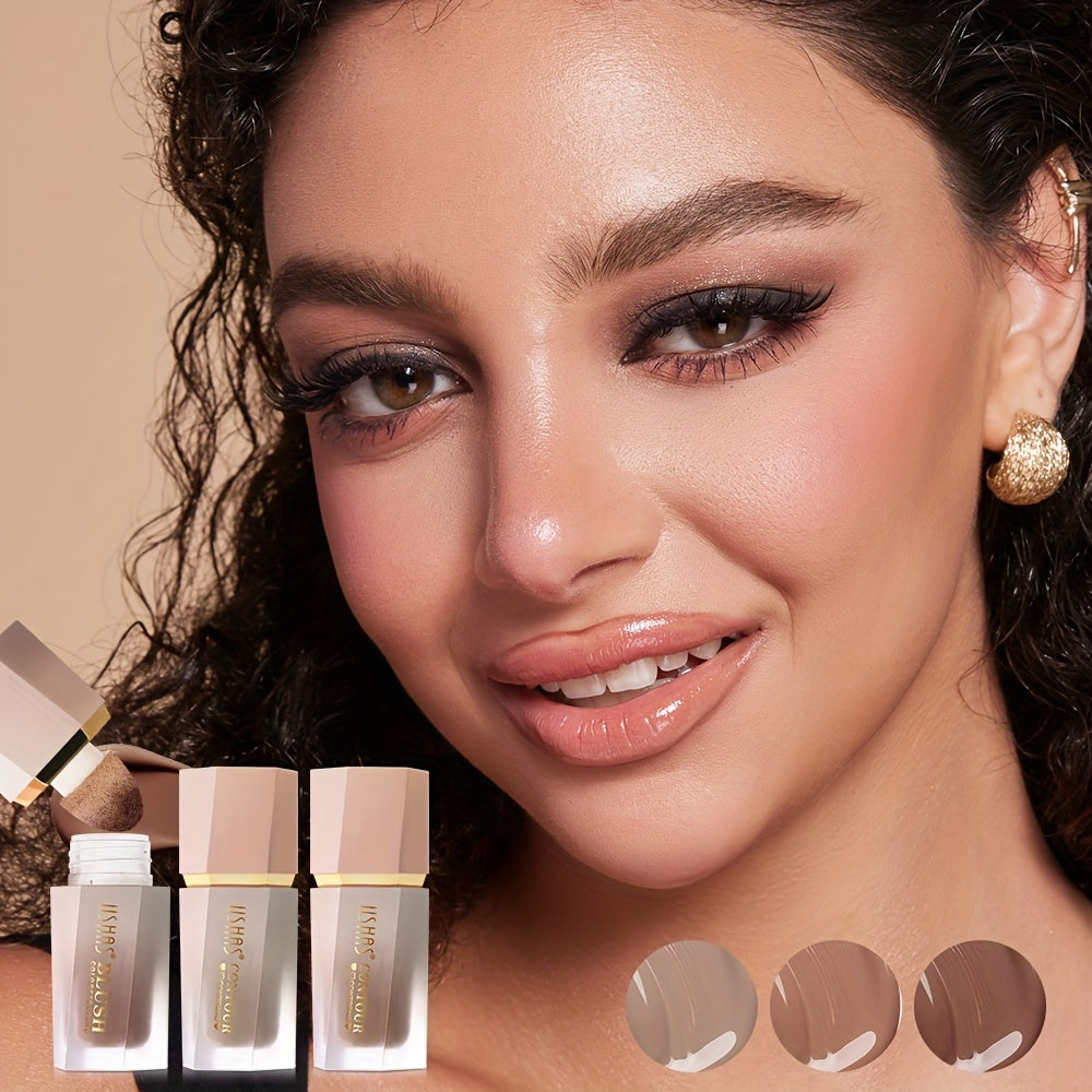 Corrector líquido para rostro de mujer y contorno - Hidratante, a prueba de agua, con aplicador de esponja