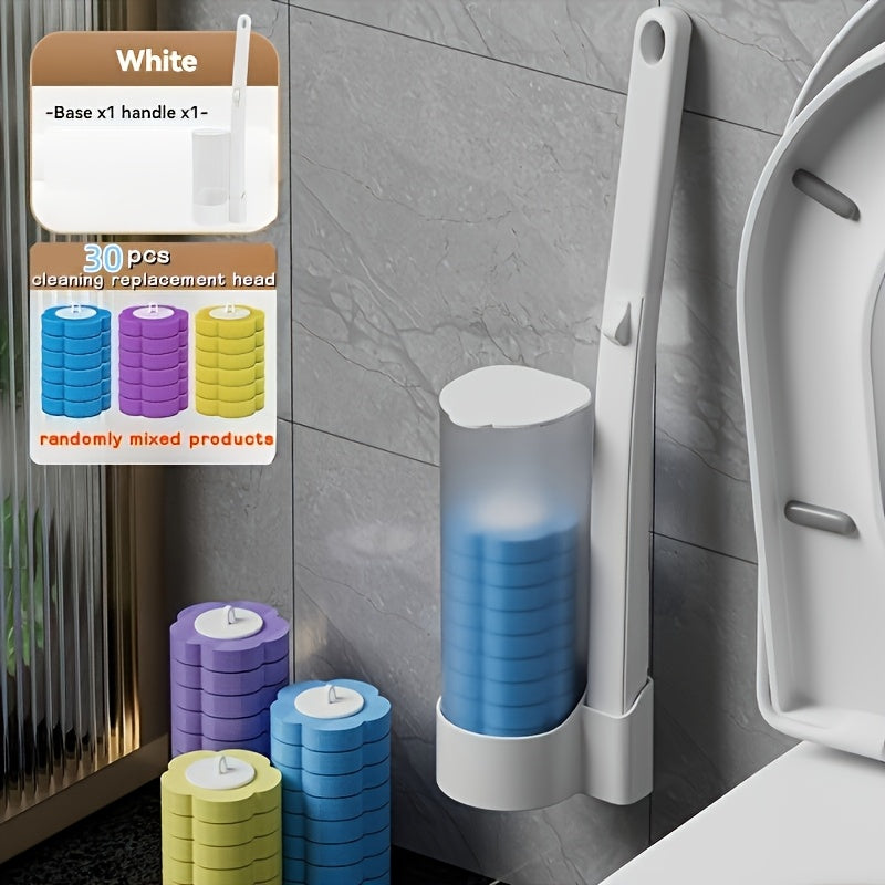 Bir martalik hojatxona cho'tkasi to'plami - oson tozalanadigan, devorga o'rnatiladigan, batareyasiz, hojatxona va hojatxona tozalash uchun ideal.